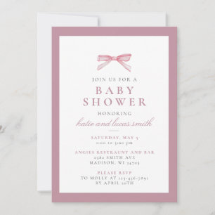 Simple minimaliste rose bébé fille Invitation douc