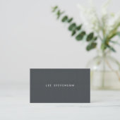 Simple Minimalistic Charcoal Grey Texture Look Business Card (Standing Front)