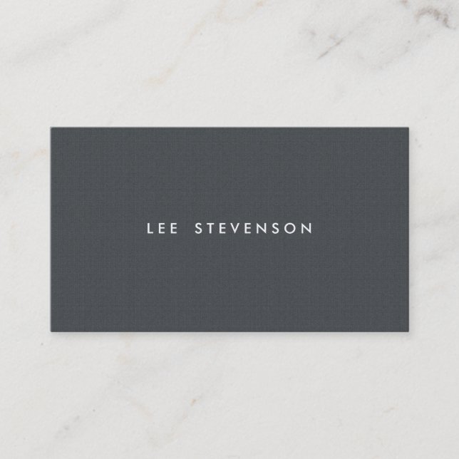 Simple Minimalistic Charcoal Grey Texture Look Business Card (Front)