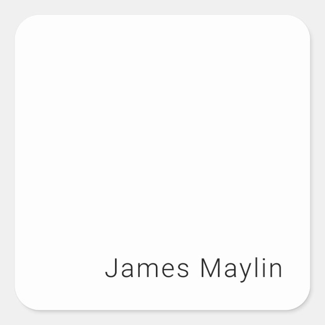 Simple Minimalistic Editable Name or other Text Square Sticker (Front)