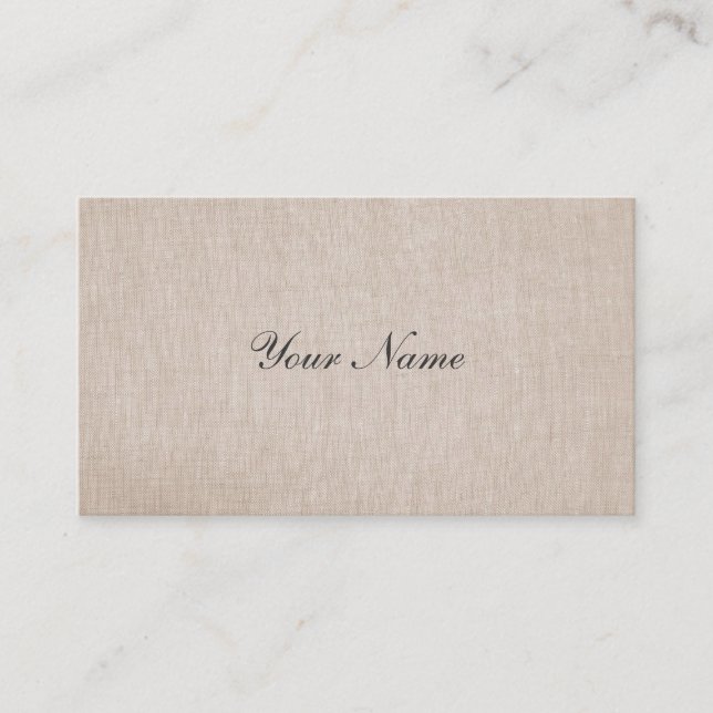Simple Minimalistic Tan Beige Linen Business Card (Front)