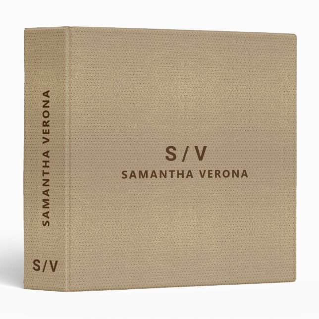 Simple Minimalistic Tan Faux Leather Look Binder (Front/Spine)