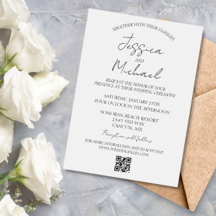 Simple Minimalistic Wedding Minimal  QR code RSVP Invitation