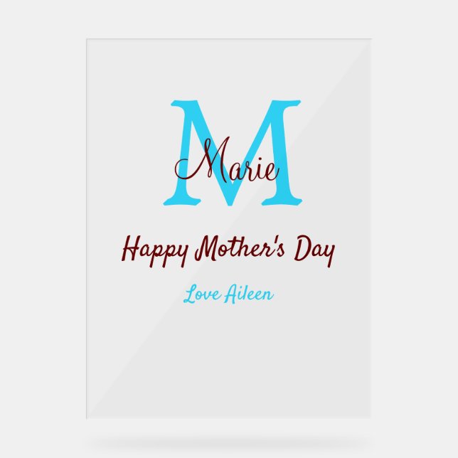simple minimum jour mère bleu monogramme rose nom (Recto)