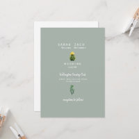 Simple Minmalist Cactus Sage Wedding Invitation