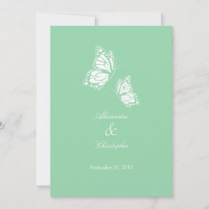 Simple Mint Green Butterflies Wedding Announcement