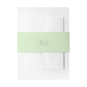 Simple Mint Green Lavender Initials Wedding Invitation Belly Band