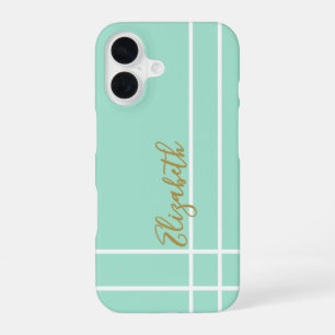 Simple mint green minimalist custom name ladies  iPhone 16 case