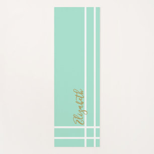 Simple mint green minimalist custom name ladies  yoga mat