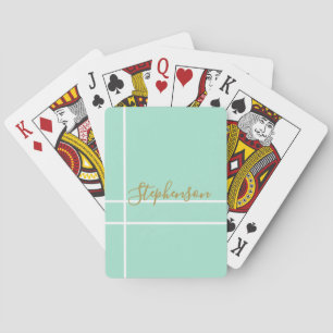 Simple mint green minimalist custom name playing cards