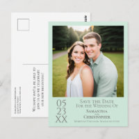 Simple Mint Green Wedding Save the Date Photo