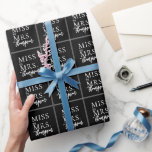 Simple Miss to Mrs Black Bridal Shower Wrapping Paper<br><div class="desc">Designed to match our rustic botanical collection. Surprise the bride-to-be with a custom wrapping paper. The design features a simple design with a  header that reads miss to mrs enclosed by two squares</div>