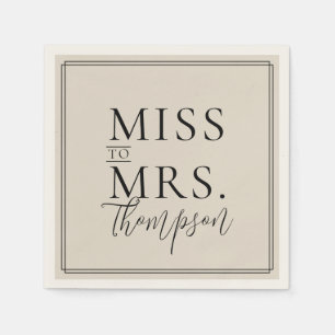 Simple Miss to Mrs Ecru Ivory Bridal Shower Paper Napkin