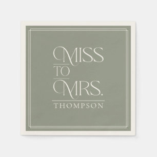 Simple Miss to Mrs Green Moss  Bridal Shower Paper Napkin