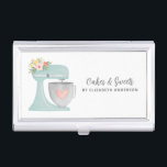 Simple Mixer Floral Cake Bakery Business Card Case<br><div class="desc">A cute blue cake mixer with flowers decorates this bakery business card case. Personalize it with your name and business information. A great place for storing your business cards. Designed for you by Blackberry Boulevard.</div>