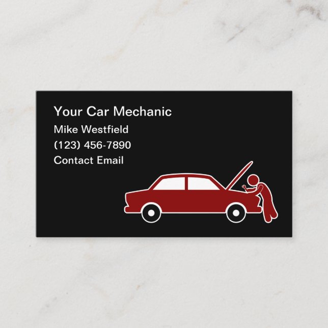 Simple Mobile Car Mechanic Business Cards (Front)