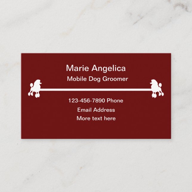 Simple Mobile Dog Grooming Business Cards (Front)