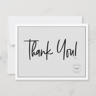 Simple Mod grey Company Logo Social Thank You  Card