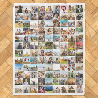 Simple Modern 108 Photo Collage Fleece Blanket