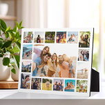 Simple Modern 17 Photo Collage Plaque<br><div class="desc">Create your own personalized photo collage plaque. Add 17 of your favourite pictures and custom colour background in this modern template design.</div>