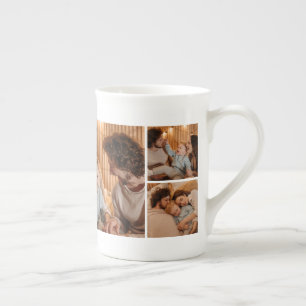 Simple Modern 1st Fathers Day photo family collage Bone China Mug