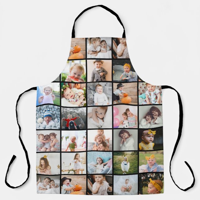 Simple Modern 29-Photo Collage Large Apron (Front)