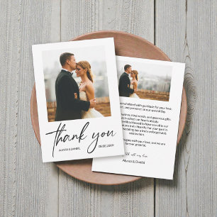 Simple Modern 2 Photos Wedding Note  Thank You Card
