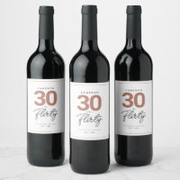 Simple Modern 30 Flirty Personalized Wine Label