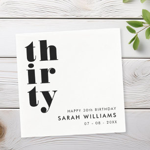 Simple Modern 30th Birthday Party Napkin