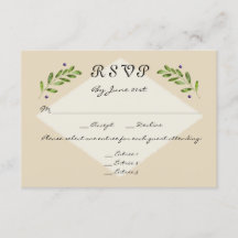 Simple Modern 3 Menu Choices RSVP Response Wedding