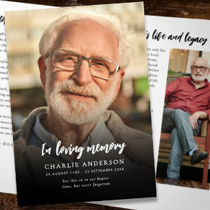 Simple Modern 3-Photo Funeral/Memorial Tri-Fold Programme