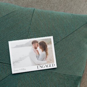 Simple Modern 3 Photo Script Engagement Party Announcement