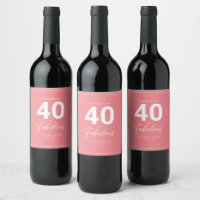 Simple Modern 40 & Fabulous Personalized Wine Labe