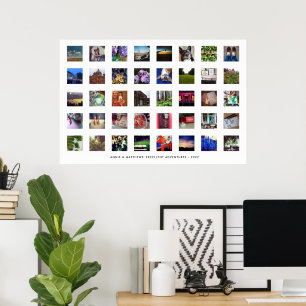 Simple Modern 40 Square Photos Memory Collage Poster