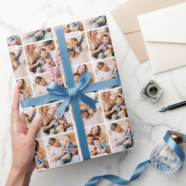 Simple Modern 4 Family Photo Collage All Purpose Wrapping Paper (Gifting)