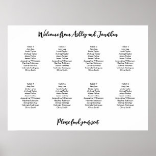 Simple Modern 8 Table Seating Chart