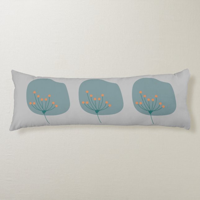 Simple Modern Abstract Grey and Blue Body Pillow (Front)