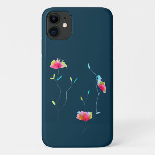 Simple modern abstract Japanese pink flower iPhone 11 Case