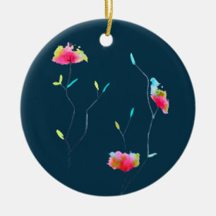 Simple modern abstract Japanese pink flower Ceramic Ornament