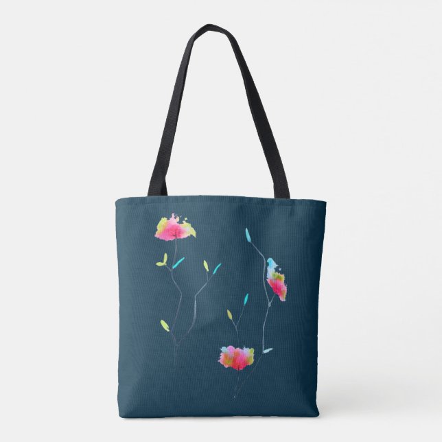 Simple modern abstract Japanese pink flower Tote Bag (Back)