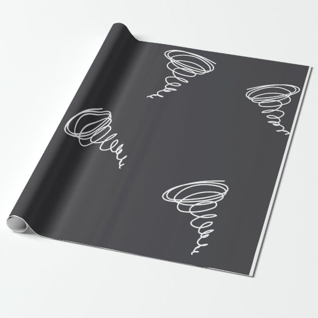 Simple Modern Abstract Tornado Pattern Black Wrapping Paper (Unrolled)