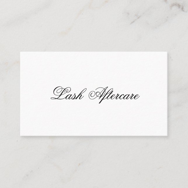 Simple Modern Aftercare Lashes Elegant Business Card (Front)