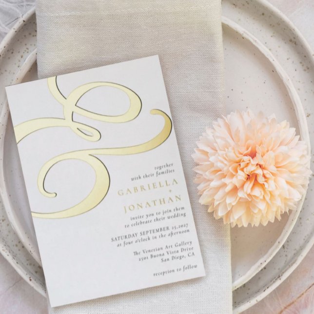 Simple Modern Ampersand Wedding Black Gold  (Creator Uploaded)