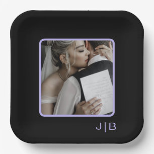 Simple modern, and lavender customizable photo paper plate
