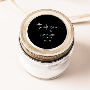 Simple Modern and Minimalist Black Wedding Classic Round Sticker