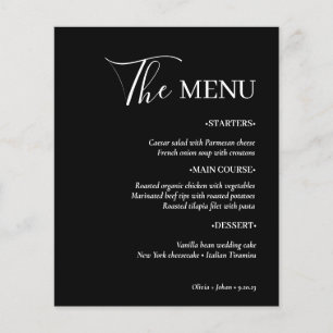 Simple Modern and Minimalist Black Wedding Menu