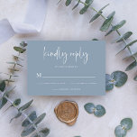 Simple Modern and Minimalist | Dusty Blue Wedding RSVP Card<br><div class="desc">These elegant,  dusty blue and white wedding rsvp response cards are simple and minimalist yet very stylish due to the modern handwritten script and clean layout.</div>