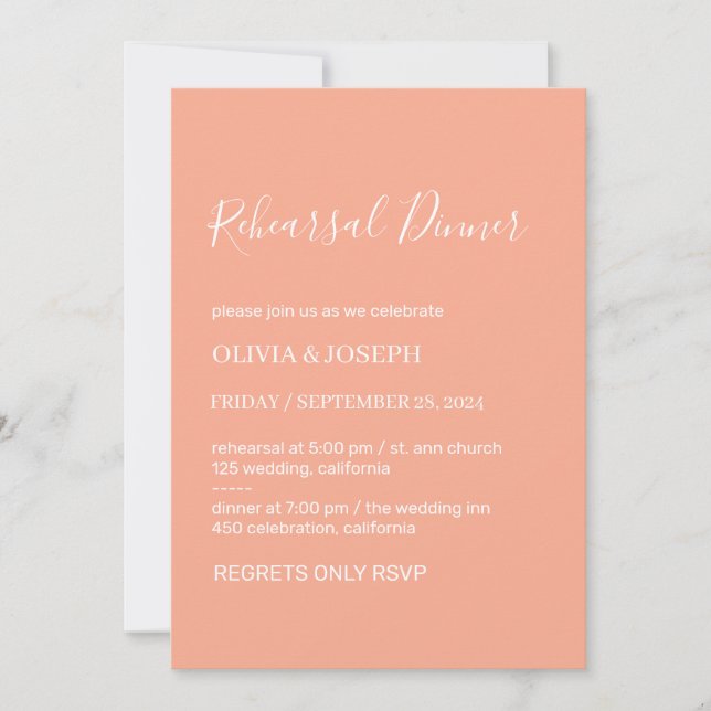 Simple Modern and Minimalist | Rehearsal Dinner  Invitation (Front)