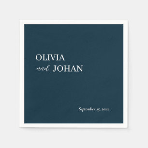 Simple Modern and Minimalist   Wedding Navy Blue Napkin