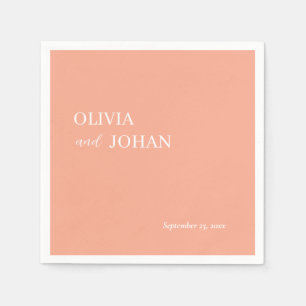 Simple Modern and Minimalist   Wedding Peach Napkin